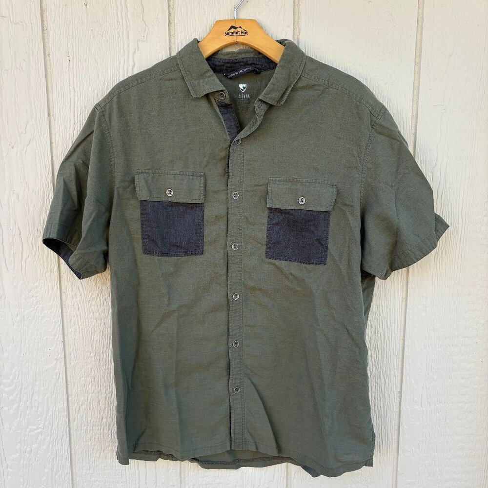 Kuhl Thrive Short Sleeve Button Up Shirt Men's Large Green Lightweight Outdoor